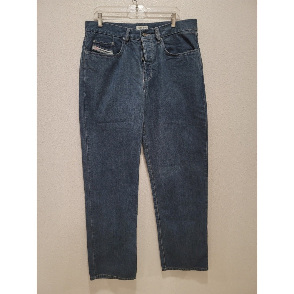 Vintage 90's Fox racinging Y2K blue Denium jeans straight legs 36x34